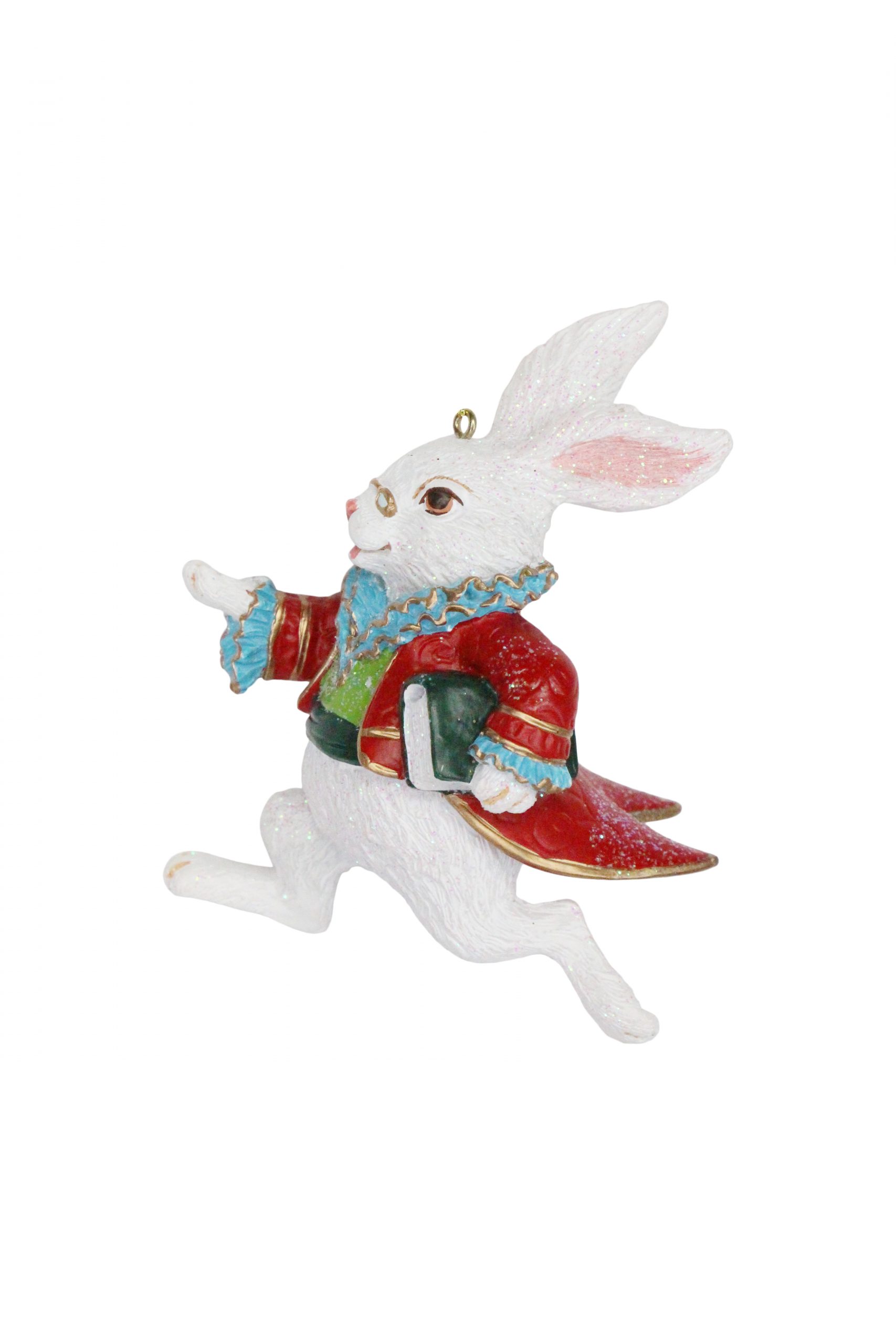 11843 GISELA GRAHAM ALICE IN WONDERLAND WHITE RABBIT RESIN HANGING DECORATION - Image 1