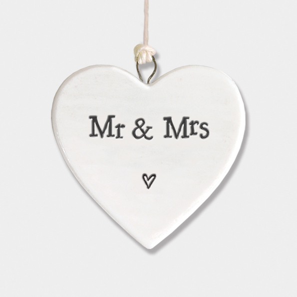 EAST OF INDIA SMALL MR & MRS PORCELAIN HEART