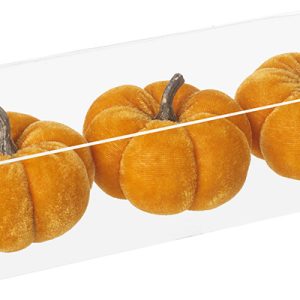 SET OF 3 ORANGE VELVET PUMPKINS