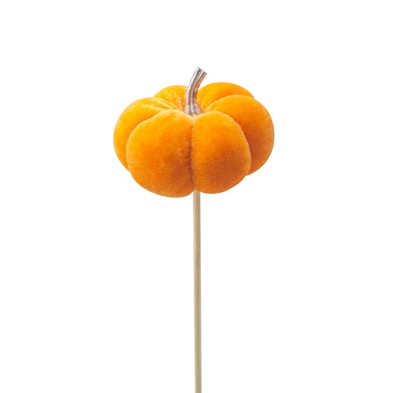 KAA138B ORANGE VELVET PUMPKIN PICK/STEM - Image 1