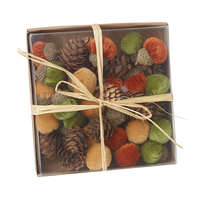 VELVET ACORNS & PINECONES SET