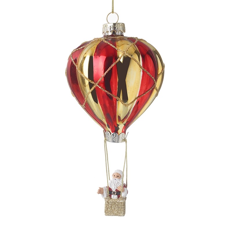 QZZ234.JPG SANTA IN HOT AIR BALLOON GLASS DECORATION - Image 1