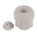 Small Grey Buddha Head Oil Burner - Image 2