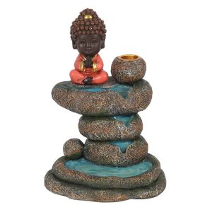 Red Buddha and Rock Pond Backflow Incense Burner - Image 2
