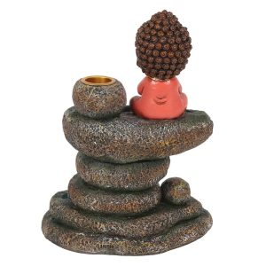 Red Buddha and Rock Pond Backflow Incense Burner - Image 3