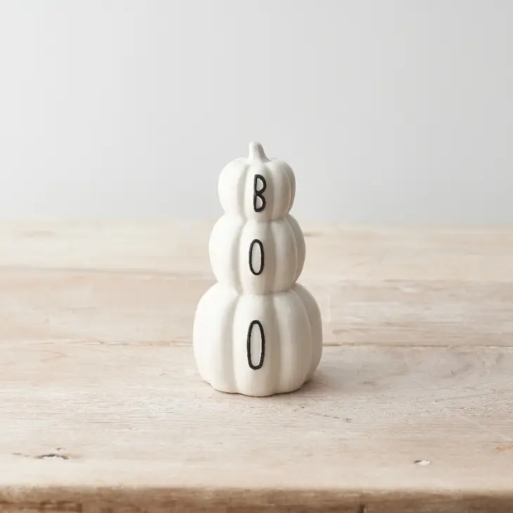 bb9f122183cb762d63e60756e420c345a8752e2ae7411fca9e95f41b6feaf3ea BOO PUMPKIN STACK..WHITE 12CM - Image 1