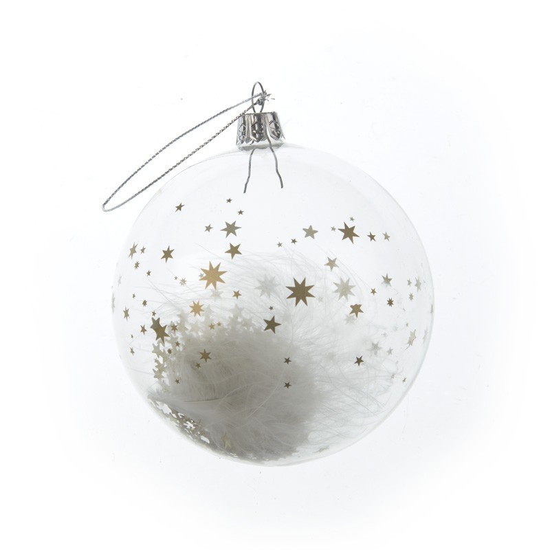 FEATHER & STARS GLASS BAUBLE - Image 1