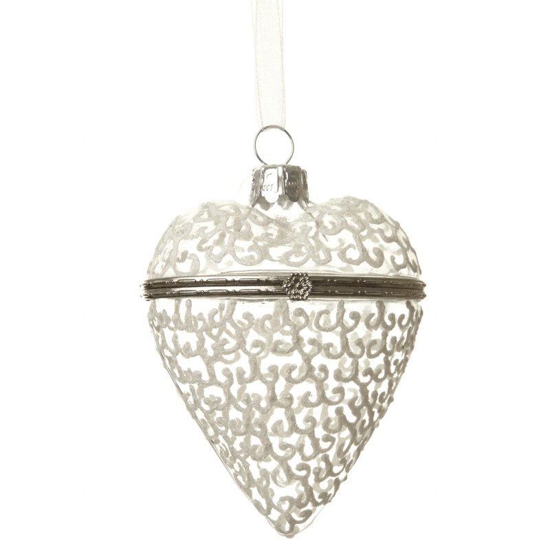 GLASS OPENING HANGING HEART BAUBLE - Image 1