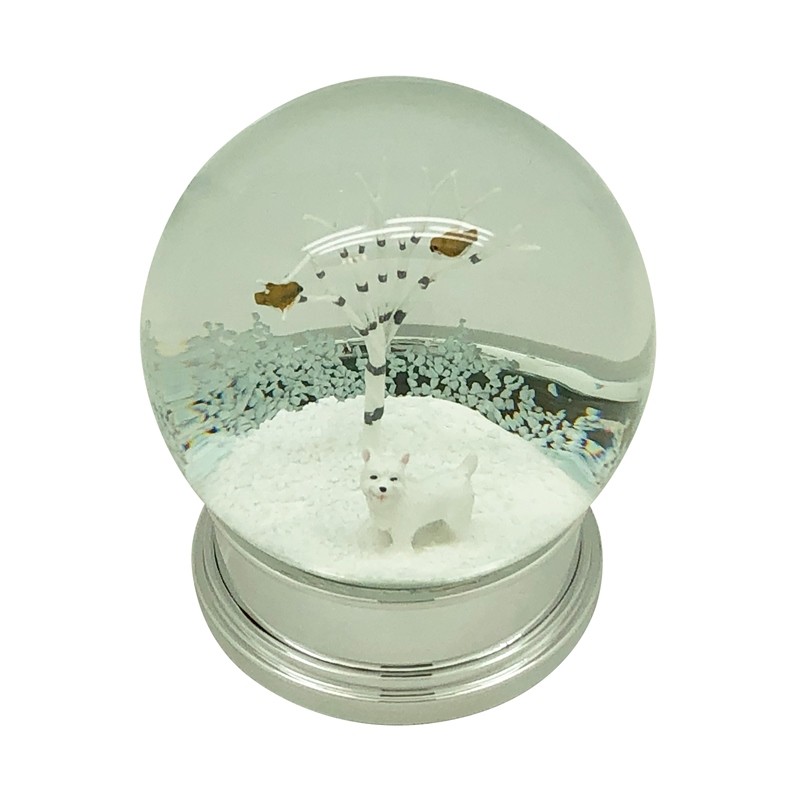WHITE DOG SNOW GLOBE - Image 1
