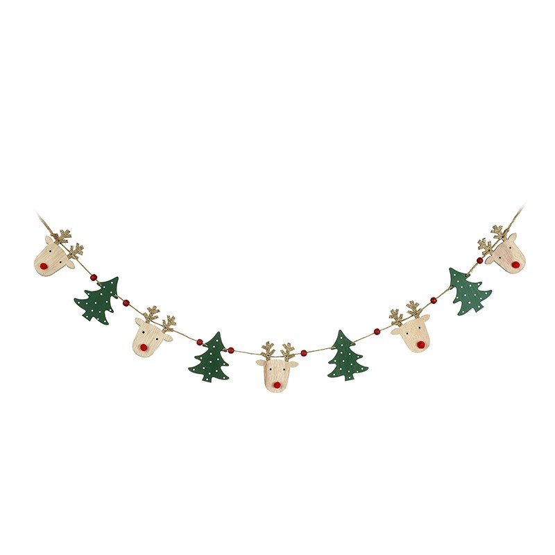 WOODEN REINDEER & TREES GARLAND - Image 1