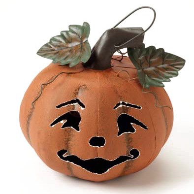 MEDIUM METAL PUMPKIN LANTERN - Image 1