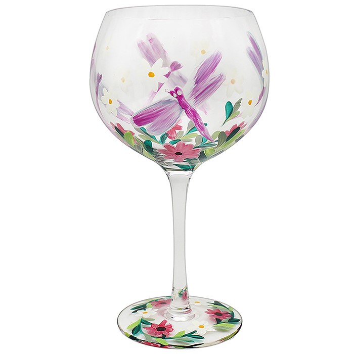 DRAGONFLY PAINTED GIN GLASS