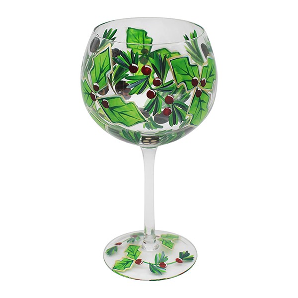 lp52895 HOLLY PAINTED GIN GLASS - Image 1
