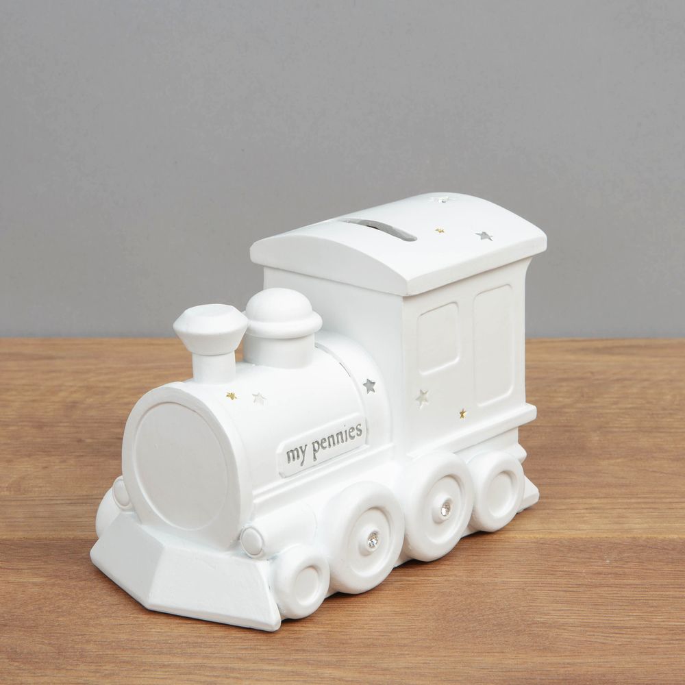 money box train MONEY BOX TRAIN WHITE RESIN - Image 1