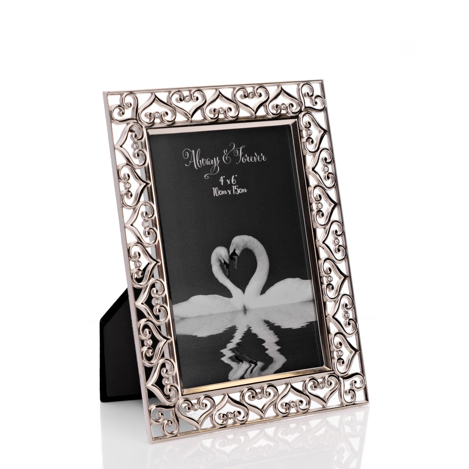 wg15546 SILVERPLATED HEARTS FRAME 4 X 6" - Image 1