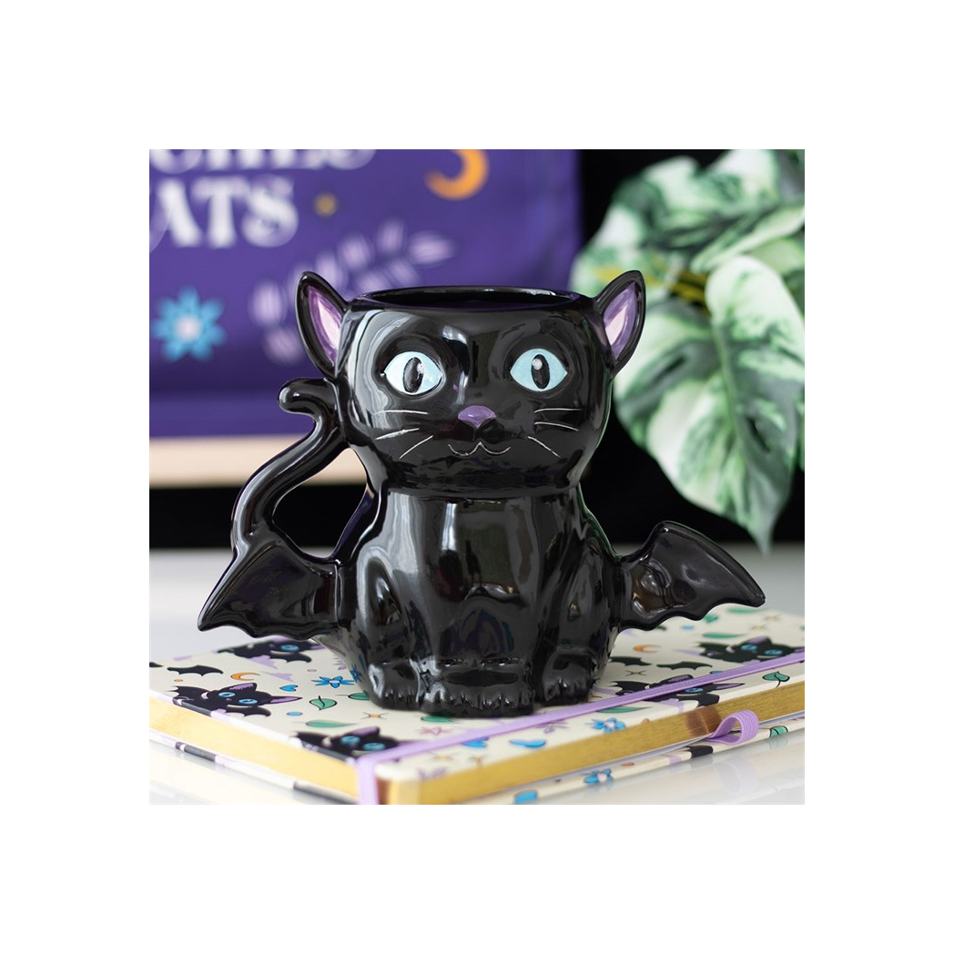Cute and Creepy Bat Cat Mug - Image 1