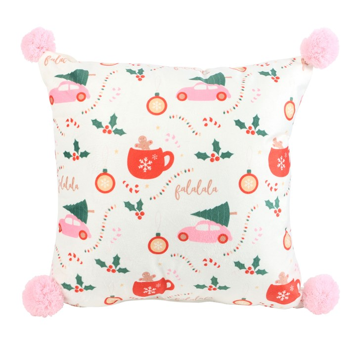 Square Sugarplum Fun Christmas Print Cushion - Image 1