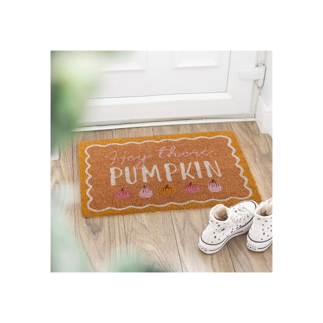 Natural Hey There Pumpkin Doormat - Image 1