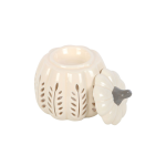 Cream Leaf Cut Out Pumpkin Oil Burner and Wax Warmer - Image 3