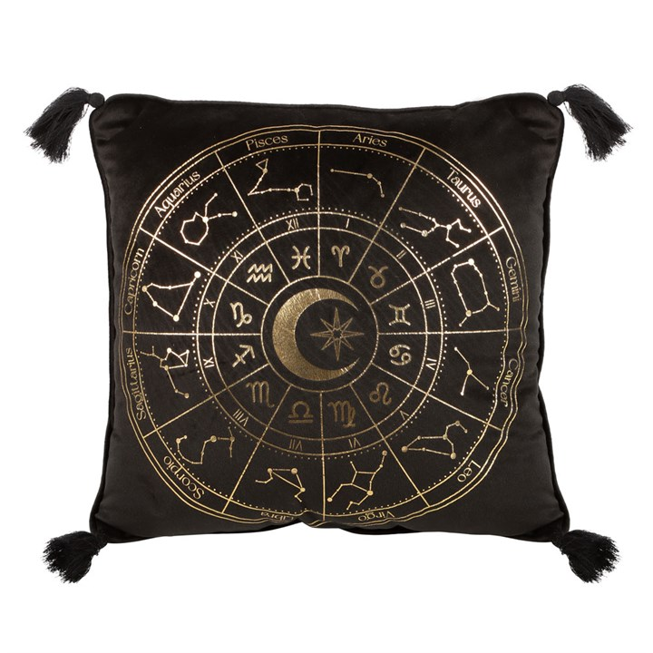 35cm Square Black Astrology Wheel Cushion - Image 1
