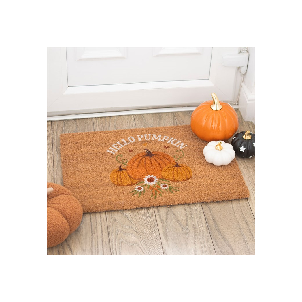 Natural Autumn Days Hello Pumpkin Doormat - Image 1