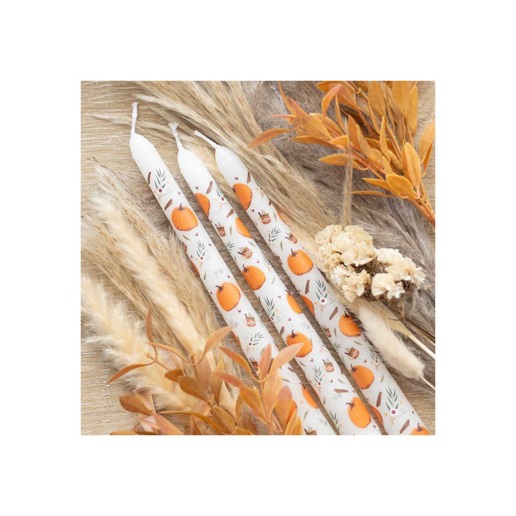 Set of 3 Pumpkin Taper Candles - Image 1