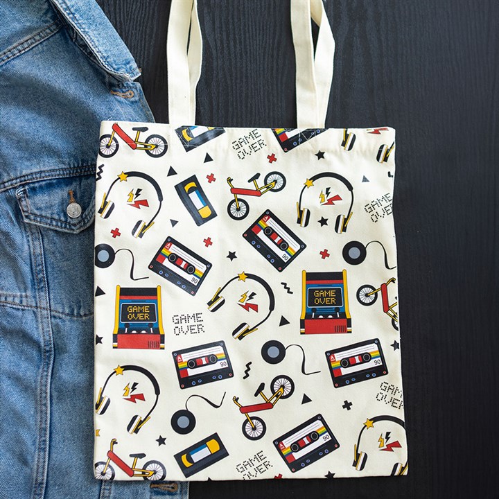 Retro 80s Print Polycotton Tote Bag - Image 1