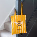 Striped Busy Bee Tote Bag