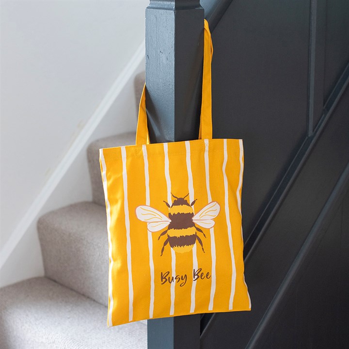 Striped Busy Bee Tote Bag - Image 1