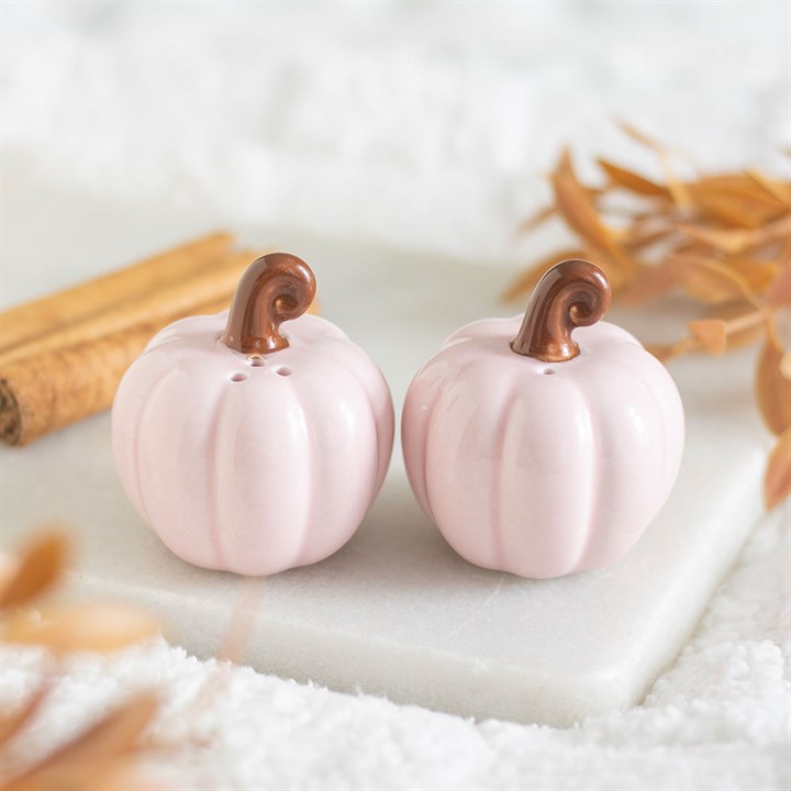 Pink Curly Pumpkin Salt and Pepper Shakers - Image 1