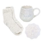 Iridescent Snowflake Mug, Coaster and Socks Set - Image 4