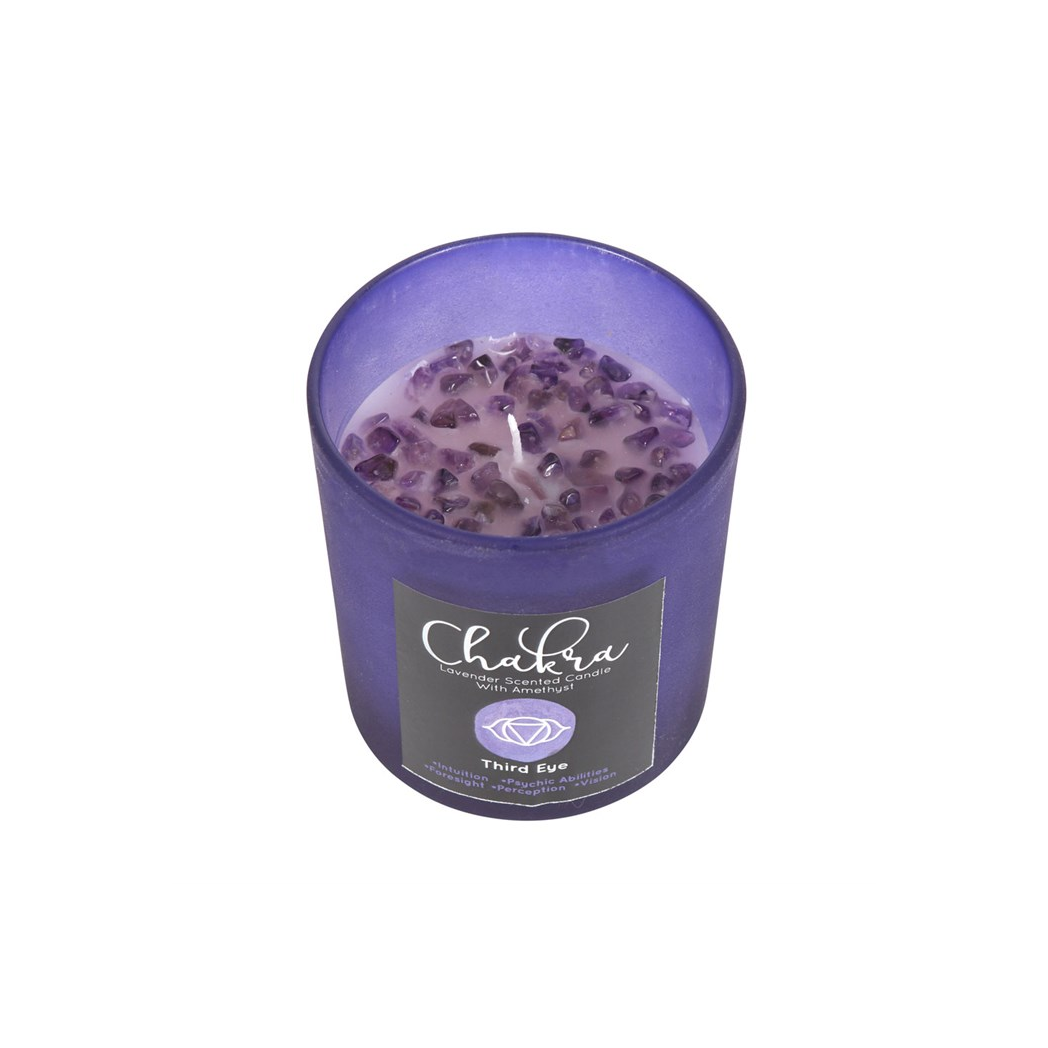Third Eye Chakra Lavender Crystal Chip Candle - Image 1
