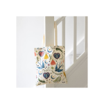 Cream Folk Print Polycotton Tote Bag