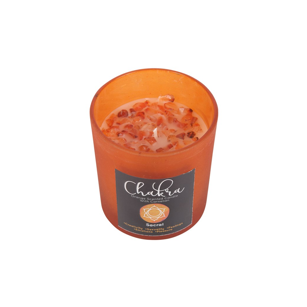 Sacral Chakra Orange Crystal Chip Candle - Image 1