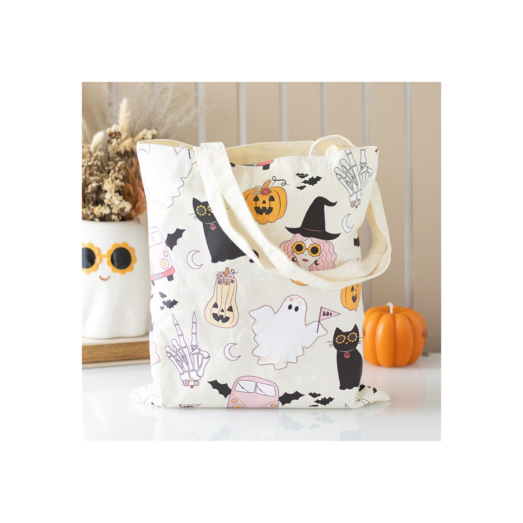 Groovy Ghost Print Polycotton Tote Bag - Image 1