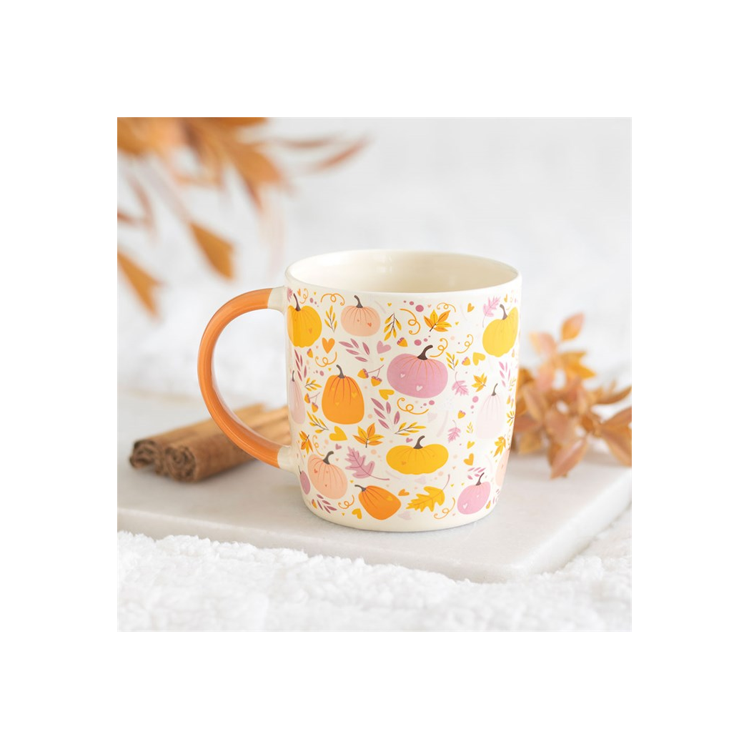Pink and Orange Pumpkin Print Mug - Image 1