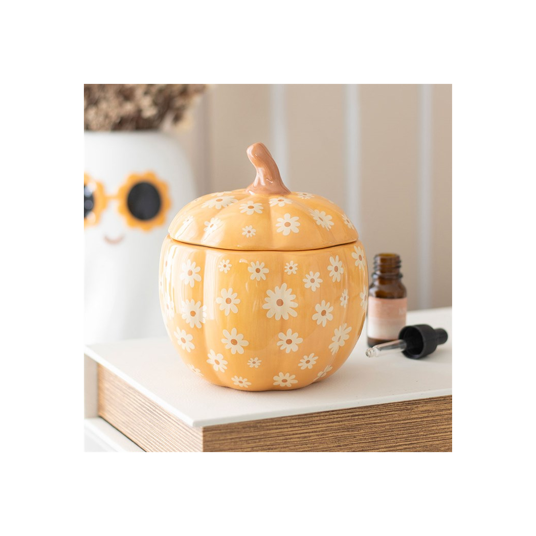 Groovy Floral Pumpkin Oil Burner - Image 1