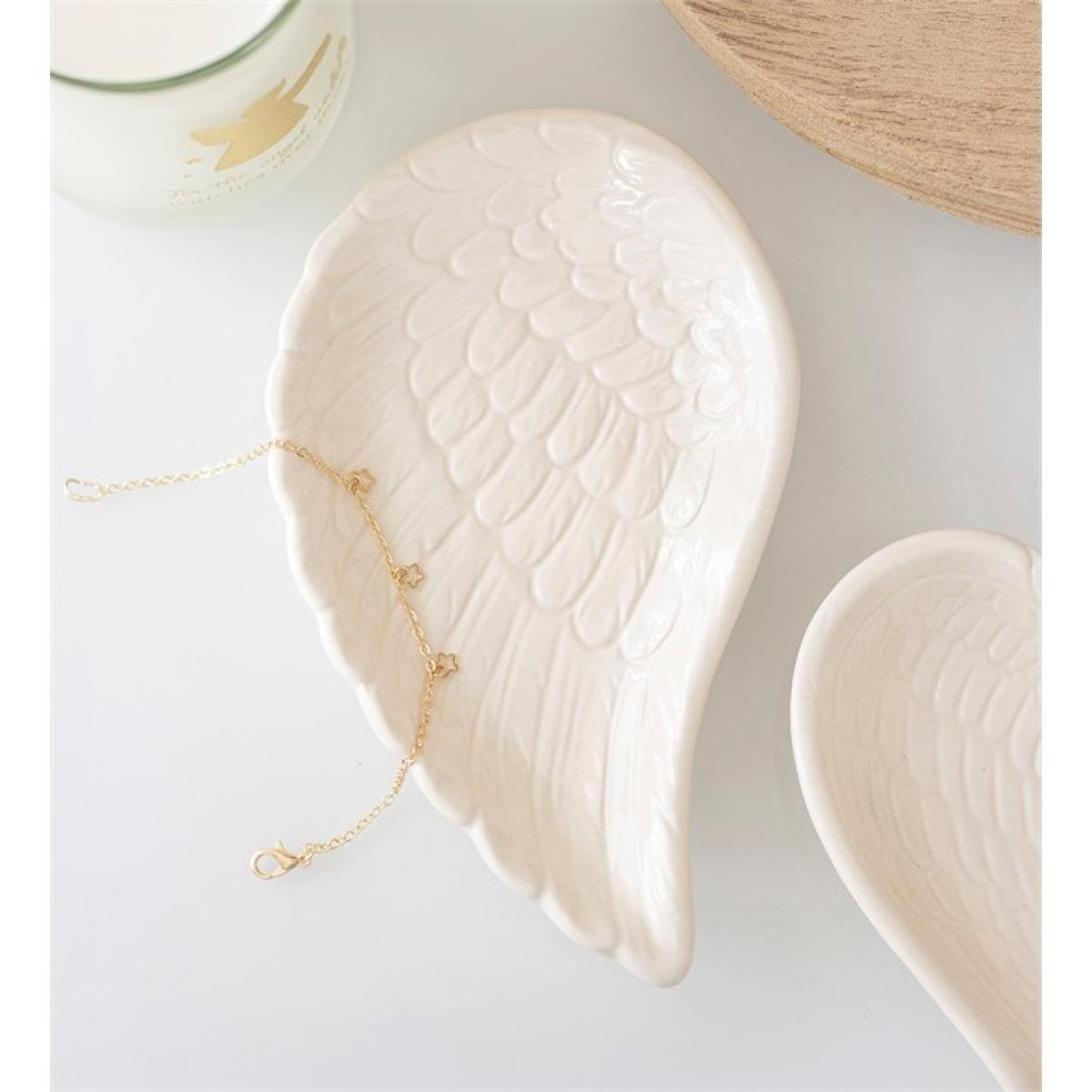 Off White Angel Wing Trinket Dish - Image 1