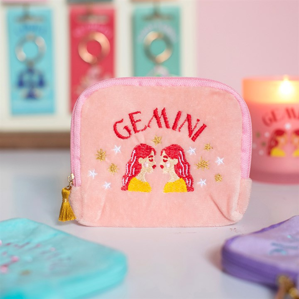 Zodiac Zest Gemini Velvet Pouch - Image 1